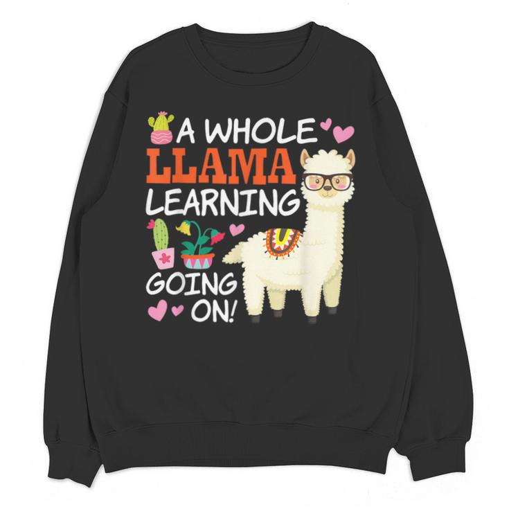 Llama Learning T Shirt Teachers Students Alpaca Lovers Unisex Sweatshirt