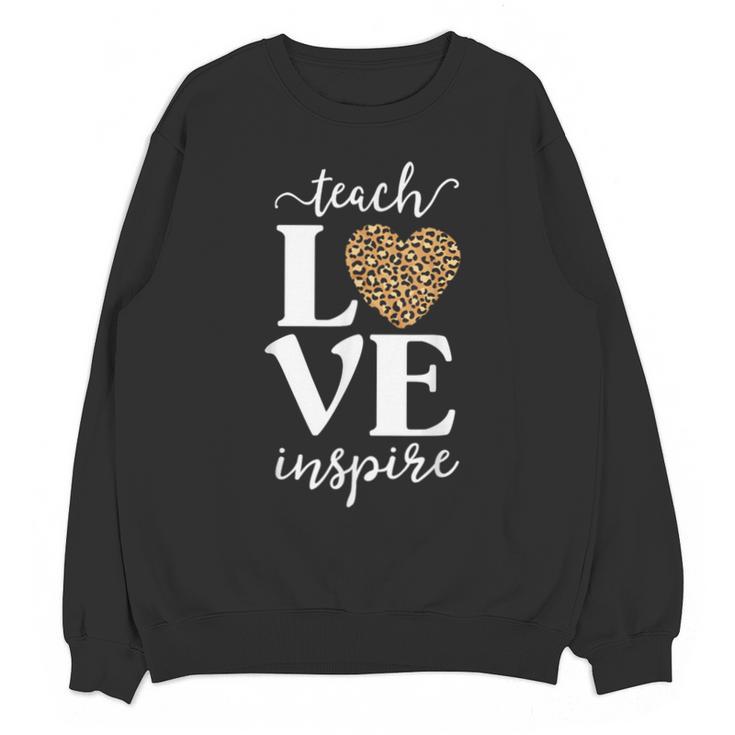 Love Leopard Print Teacher Cheetah School Inspire Teach Unisex Sweatshirt