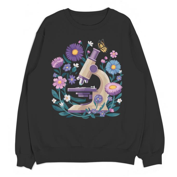 Microscope Flower Butterfly Biology Science Teacher Student Unisex Sweatshirt