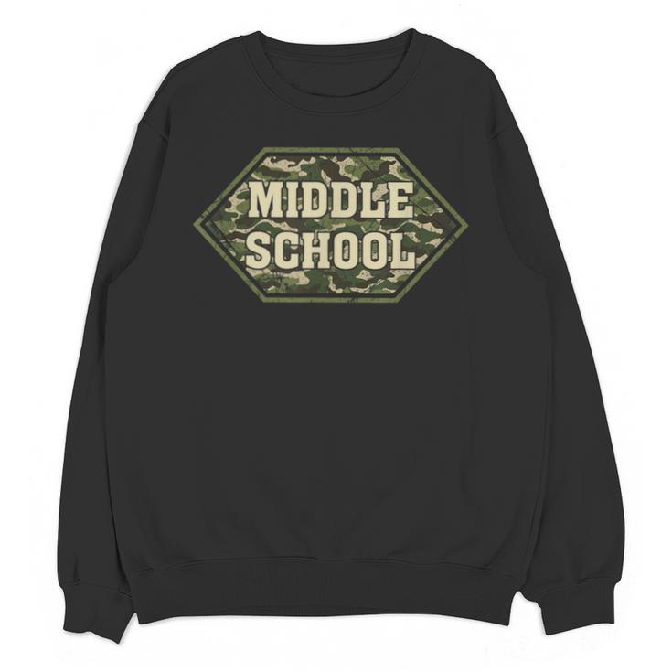 Middle School Camo Retro Back To School Teachers Unisex Sweatshirt