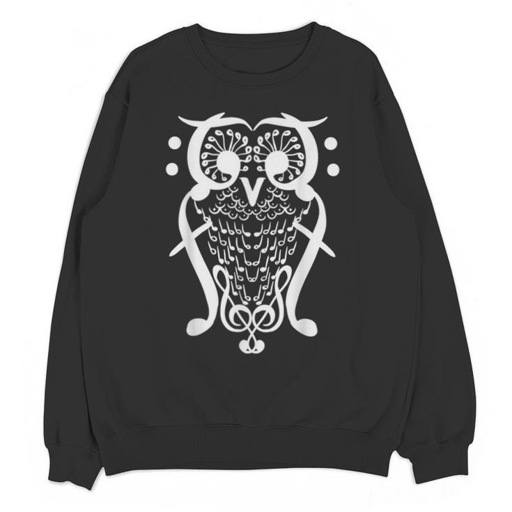 Music Note Owl Shirt Musicians Teacher Birthday Bird Unisex Sweatshirt
