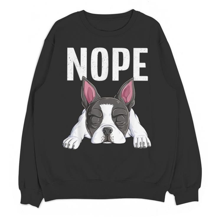 Nope Boston Terrier Puppy Dog Bostie Lover Men Women Girls Kids Unisex Sweatshirt