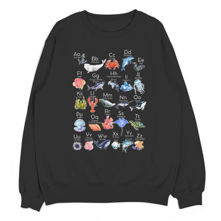 Ocean Animals Alphabet Cute Sea Life ABC Marine Kids Teacher Unisex Sweatshirt