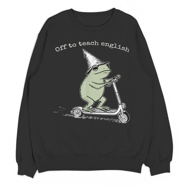 Off To Teach English Scooter Frog ESL Teacher Literature Unisex Sweatshirt
