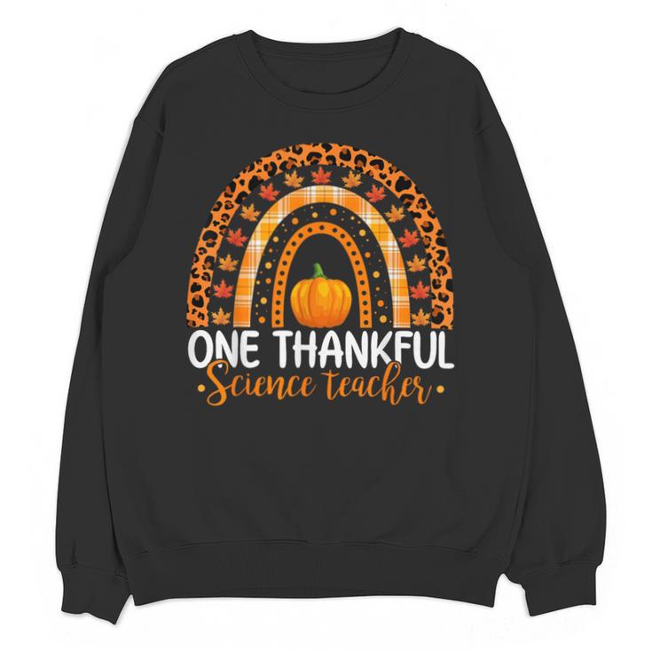 One Thankful Science Teacher Rainbow Boho Fall Thanksgiving Unisex Sweatshirt