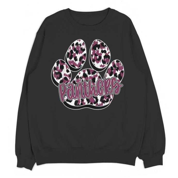 Panthers Paw Print Leopard Maroon Panther Pride Teacher Unisex Sweatshirt