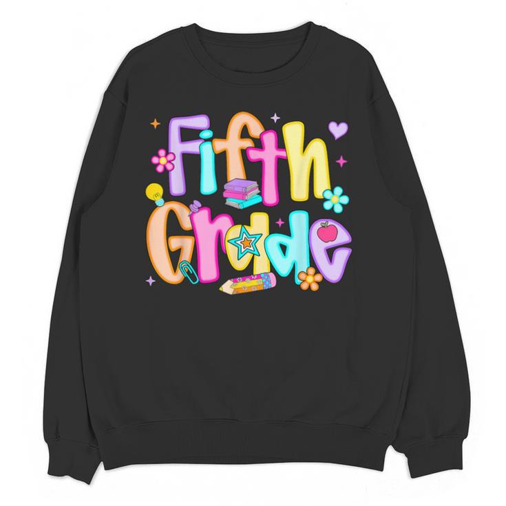 Preppy Fifth Grade Back To School 5th Grade Teacher Girl Boy Unisex Sweatshirt