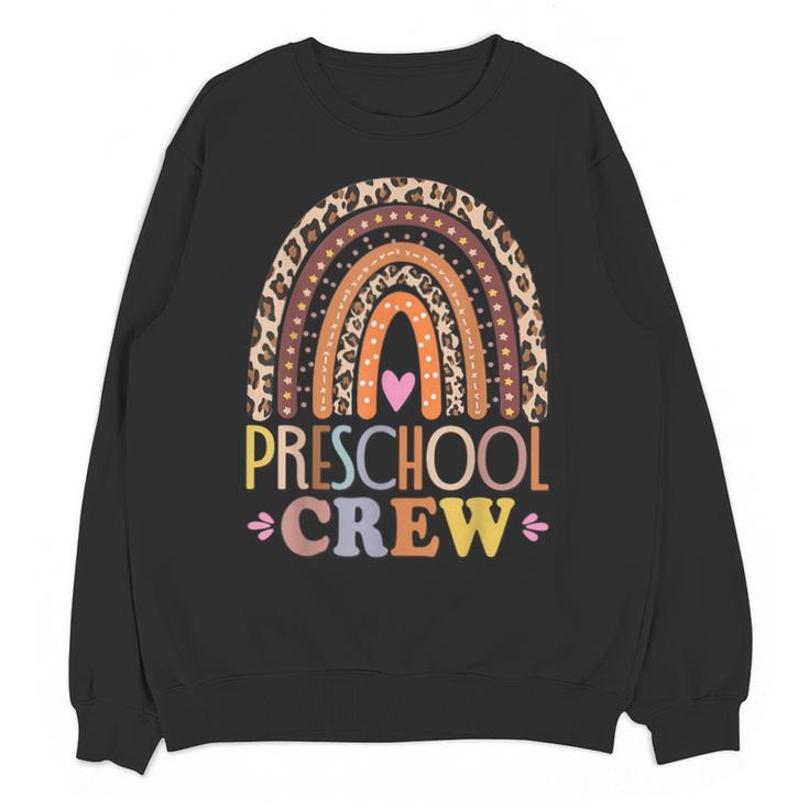 Preschool Crew Cute Leopard Rainbow Back To School Teachers Unisex Sweatshirt