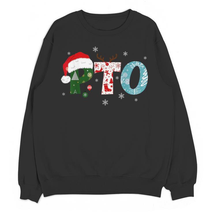 PTO Santa Hat Reindeer Parent Teacher Organization Christmas Unisex Sweatshirt