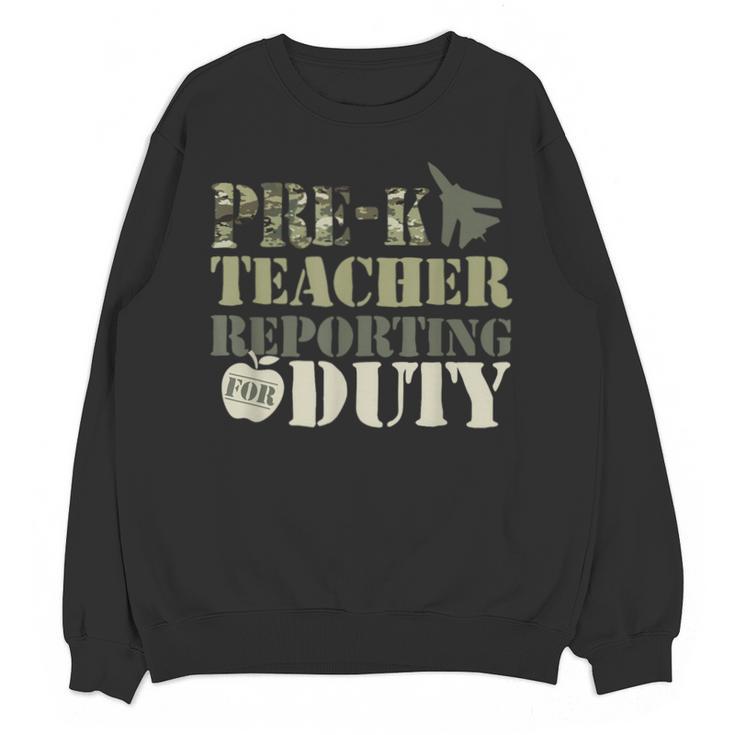Retro Back To School Women Old Camo Pre-K Teacher Unisex Sweatshirt
