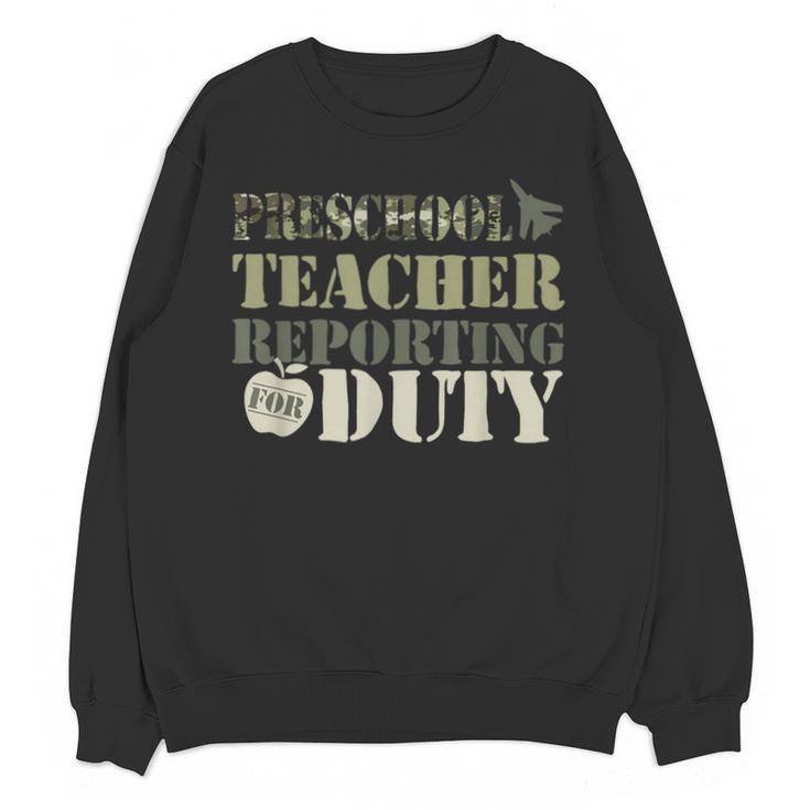 Retro Back To School Women Old Camo Preschool Teacher Unisex Sweatshirt
