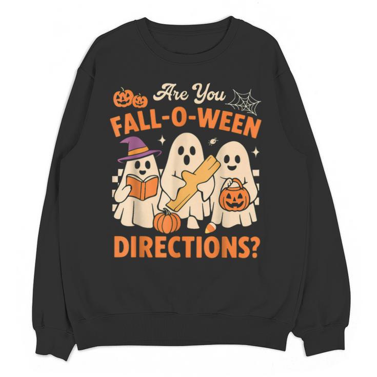Retro Are You Fall O Ween Directions Ghost Teacher Spooky Unisex Sweatshirt
