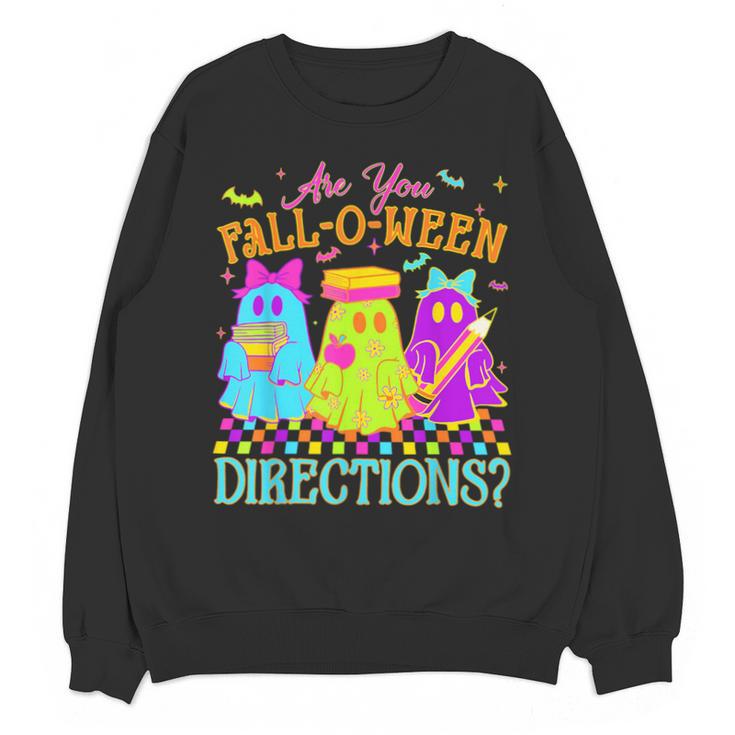 Retro Are You Falloween Direction Teacher Spooky Halloween Unisex Sweatshirt