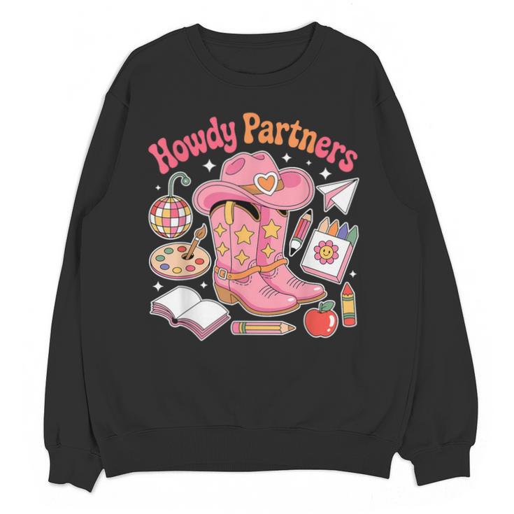Retro Howdy Partners Cowgirl Cowboy Teacher Back To School Unisex Sweatshirt, trending gift Retro Howdy Partners Cowgirl Cowboy Teacher Back To School Unisex Sweatshirt, trending gift