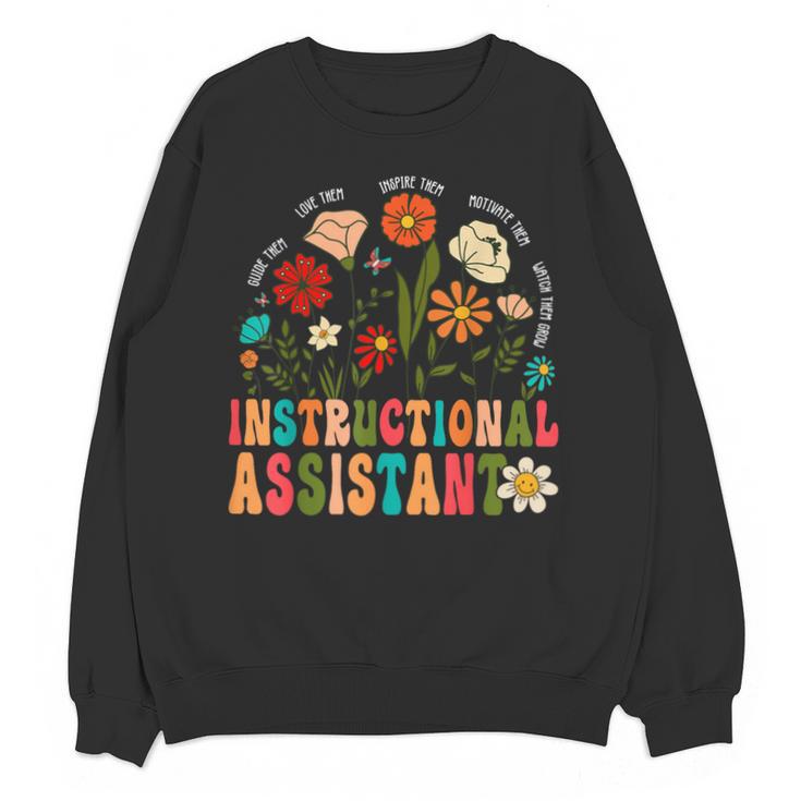 Retro Instructional Assistant Wildflowers Teacher Aide Unisex Sweatshirt