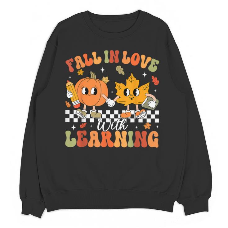 Retro Pumpkin Fall In Love With Learning Autumn Teacher Unisex Sweatshirt