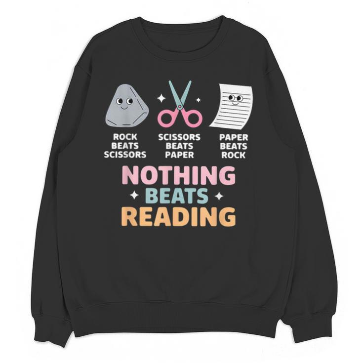 Rock Paper Scissors Teacher Librarian Nothing Beats Reading Unisex Sweatshirt