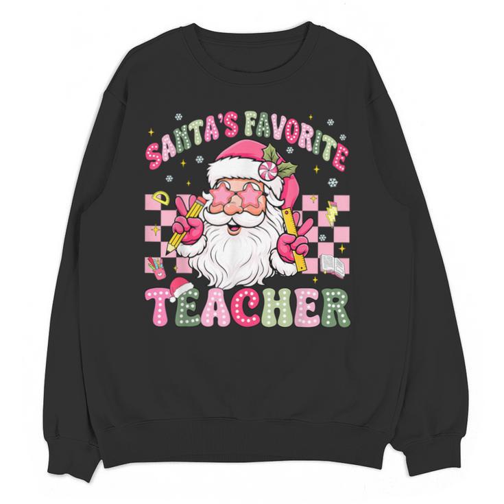 Santa's Favorite Teacher Groovy Christmas Teacher Boys Girls Unisex Sweatshirt
