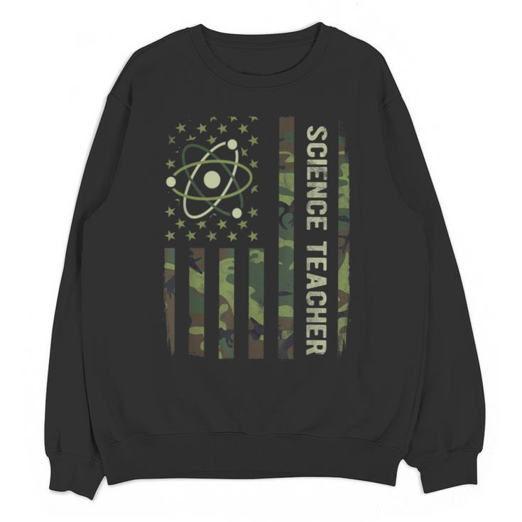 Science Teacher Camo American Flag Back To School Unisex Sweatshirt