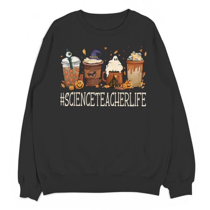 Science Teacher Horror Fall Coffee Halloween Pumpkin Autumn Unisex Sweatshirt