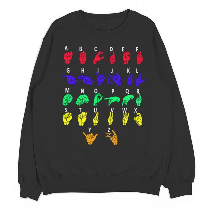Sign Language Alphabet For ASL Interpreter Deaf Teacher Stud For Men Women Girls Kids Unisex Sweatshirt