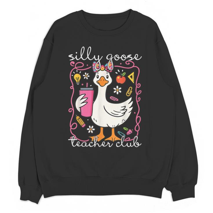 Silly Goose Teacher Club Animal Lover Groovy Teacher Unisex Sweatshirt