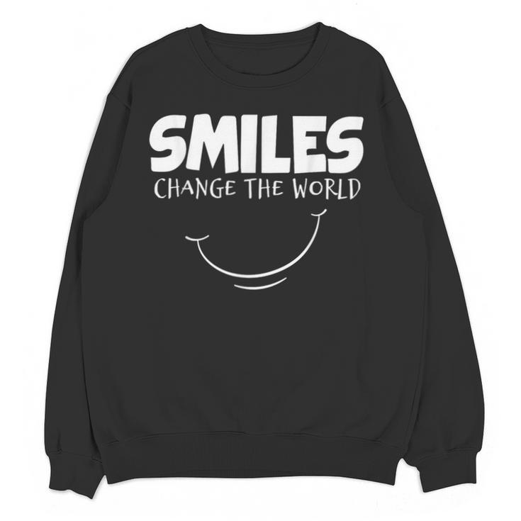 Smile Smiles Change The World Teacher T-Shirt Happy T-Shirt Unisex Sweatshirt