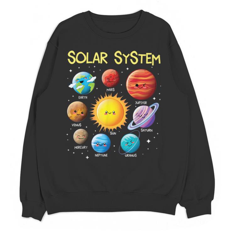 Solar System Cute Face Planets Space Science Teacher School Unisex Sweatshirt