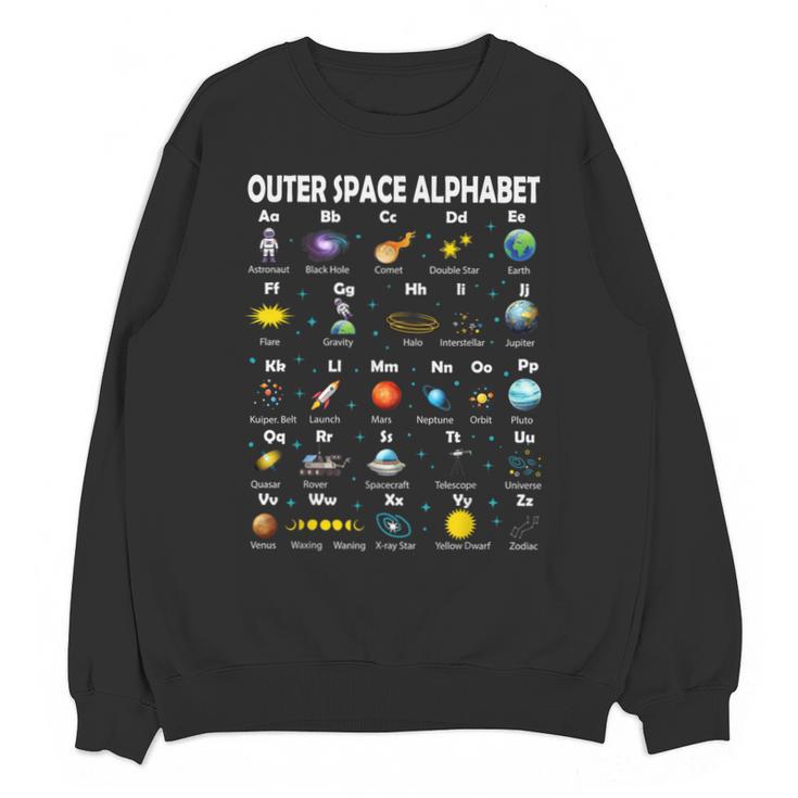 Space Alphabet Galaxy Astronaut Planets Student Teacher Unisex Sweatshirt