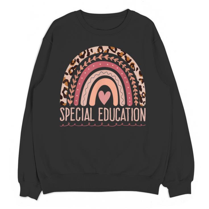Special Education Shirt Teacher SPED Leopard Boho Rainbow Unisex Sweatshirt