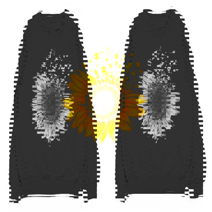 Sunflower Puzzle Pieces Autism Awareness For Mom Teacher For Women Unisex Sweatshirt