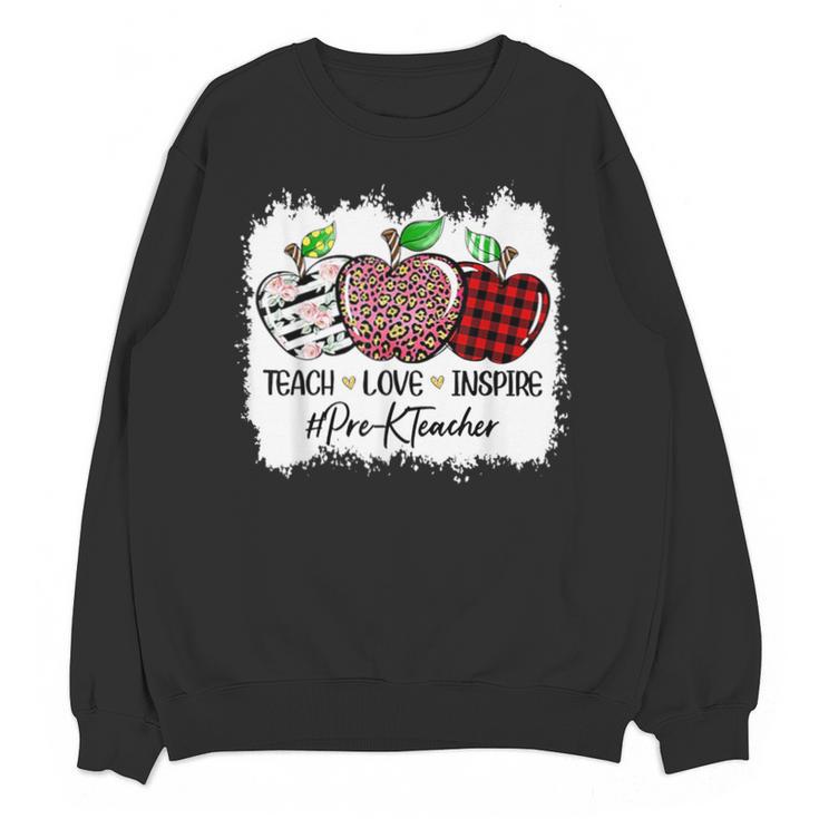 Teach Love Inspire Pre-k Teacher Apple Leopard Red Plain Unisex Sweatshirt