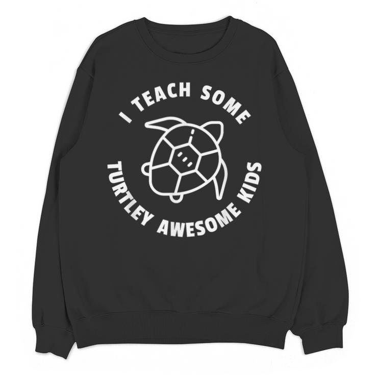 I Teach Some Turtley Awesome Kids Teacher Turtle Pun Unisex Sweatshirt
