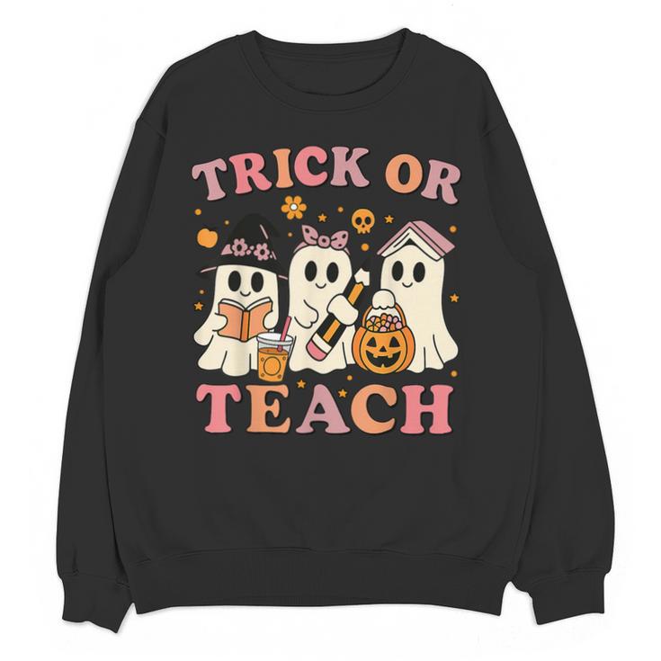 Teacher Halloween Trick Or Teach Cute Ghost Coffee Pumpkins Unisex Sweatshirt