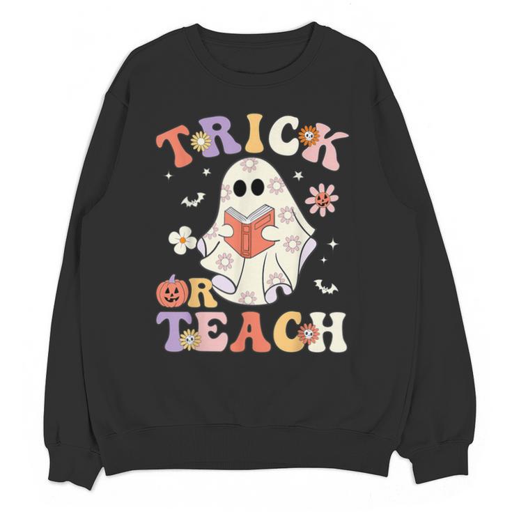 Teacher Halloween Trick Or Teach Floral Ghost Unisex Sweatshirt