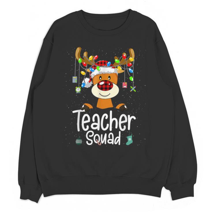Teacher Squad Red Plaid Rudolph Reindeer Christmas Unisex Sweatshirt