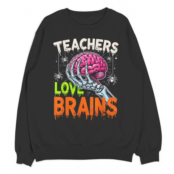 Teachers Love Brains Halloween 2025 Skeleton Costume Unisex Sweatshirt