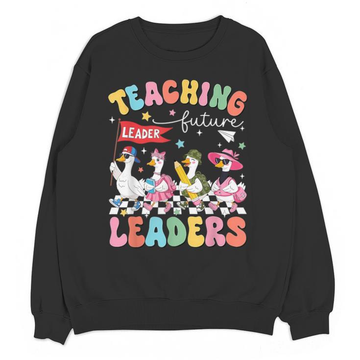 Teaching Future Leaders Groovy Teacher Back To School Unisex Sweatshirt