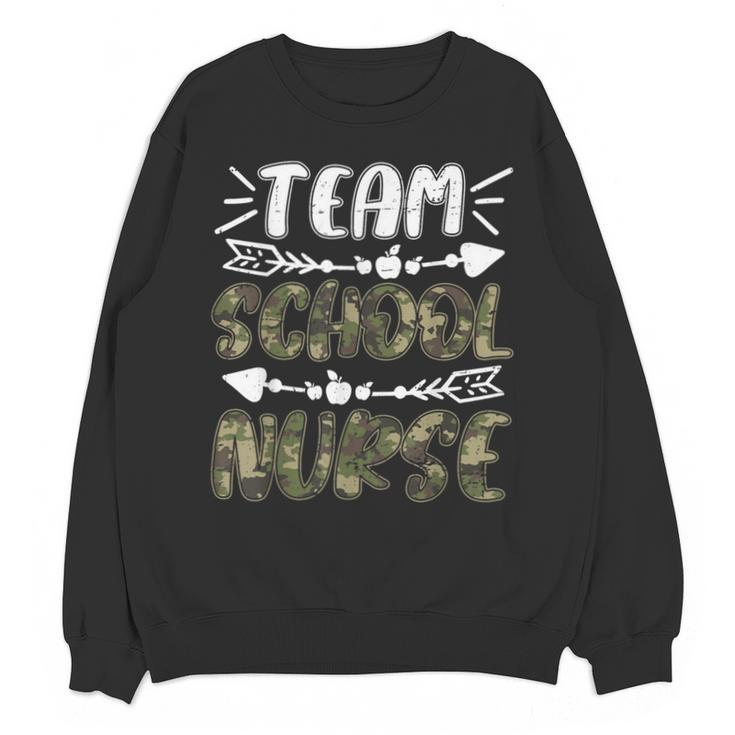 Team School Nurse Camo Teacher Student Back To School For Men Women Unisex Sweatshirt