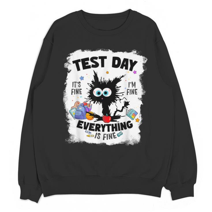 Test Day Stressed Cat Teacher Student Kids Testing Day Unisex Sweatshirt