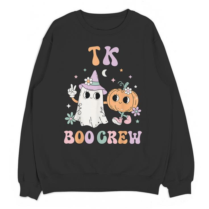 TK Boo Crew Retro Groovy Halloween Floral Ghost TK Teacher Men Women Kids Unisex Sweatshirt
