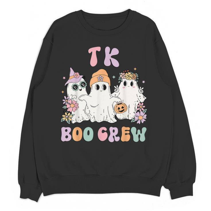 TK Boo Crew Retro Groovy Halloween Floral Ghost TK Teacher Unisex Sweatshirt