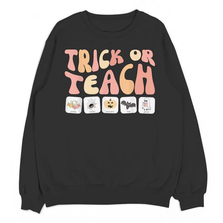 Trick Or Teach With Symbols Special Education Teacher Spooky Unisex Sweatshirt