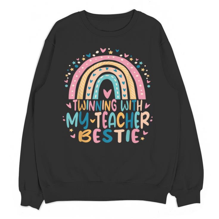 Twinning With My Teacher Bestie Rainbow Matching Teachers Unisex Sweatshirt