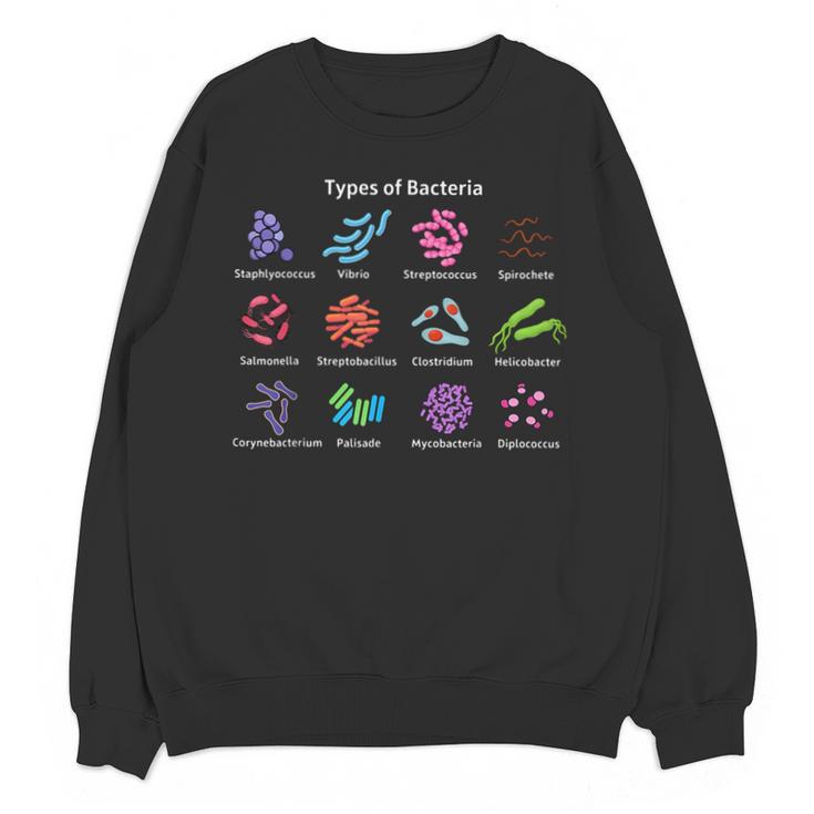 Types Of Bacteria Microbiologist Biology Science Teacher Unisex Sweatshirt