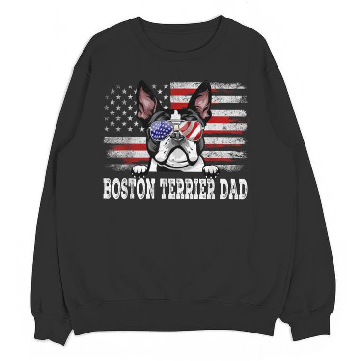 Vintage Boston Terrier Dad American Flag Father's Day Unisex Sweatshirt