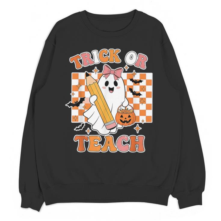 Vintage Teacher Shirt Women Trick Or Teach Halloween Unisex Sweatshirt