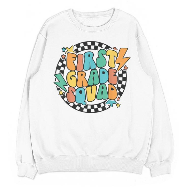 Back To School Groovy Teacher 1st First Grade Crew Squad Unisex Sweatshirt