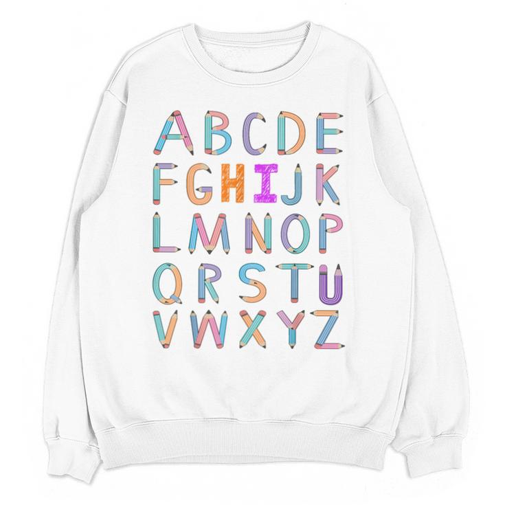 Back To School Kindergarten Alphabet ABC Teacher Women Kids Unisex Sweatshirt