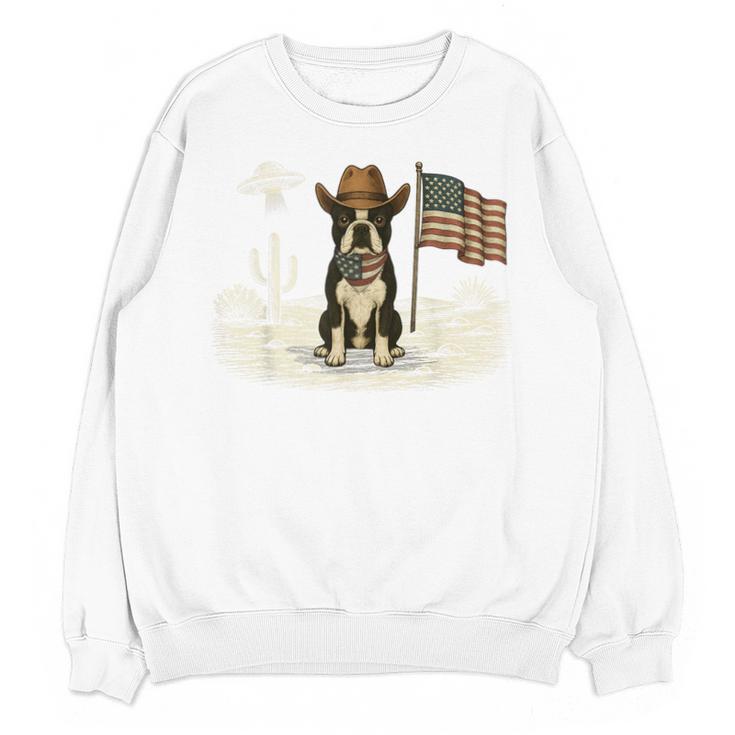 Boston Terrier 4th Of July US American Flag Dog Patriotic Unisex Sweatshirt, Patriotic Boston Terrier Gifts, American Boston Terrier Gifts, Boston Terrier 4th Of July Gifts, trending gift